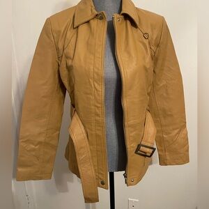 JohnPaulRichard Camel Leather Jacket. Size 6